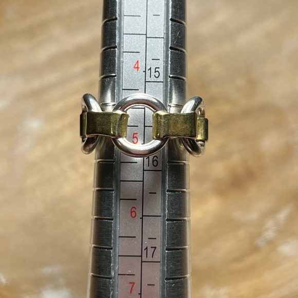 Chain Link 925 Sterling Silver & Gold Vermeil Ring - Picture 11 of 11